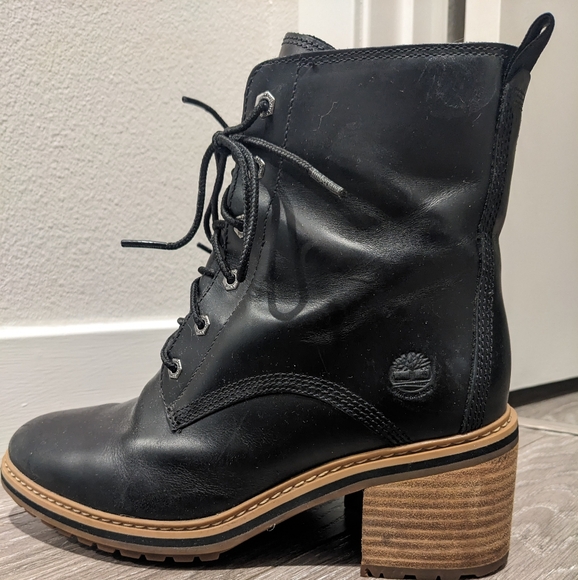 Timberland High Sienna Waterproof side zip stacked heel lace up Chelsea boots - Picture 9 of 13